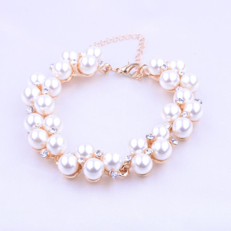 Women Faux Pearl Rhinestone Bracelet Bangle Jewelry Charm Xmas Gift