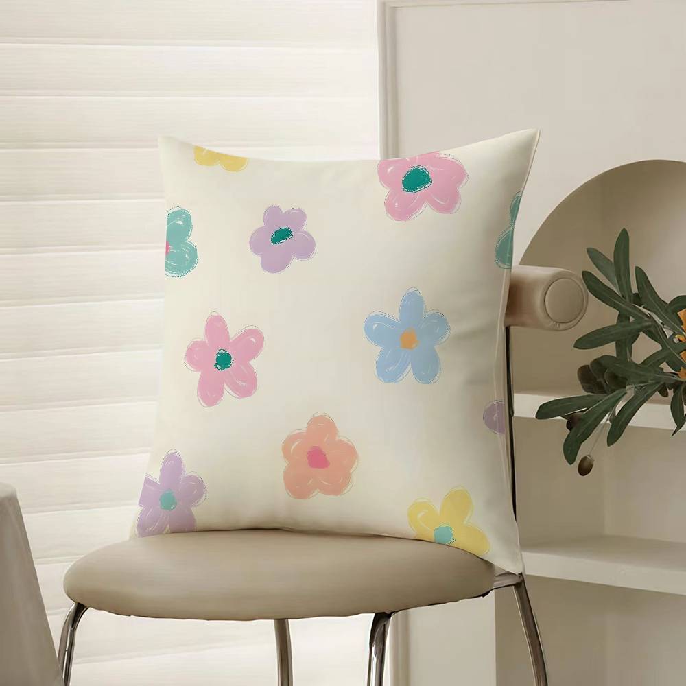 Girls Heart Spring Floral Ins Style Pillow Case Comfort Sofa Bed Silky Elegant Invisible Zipper Decorative Cushion Cover