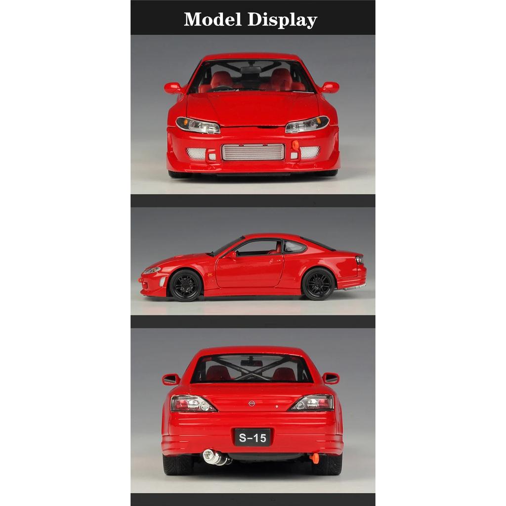 Welly 1/24 Nissan Silvia S15 Alloy Sports Car Model Diecast Metal Racing Car Model High Simulation Collection Childrens Toy Gift