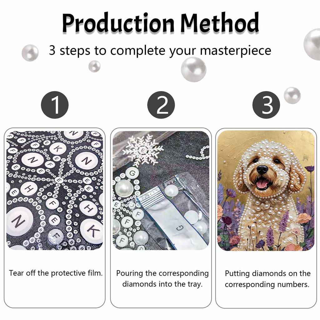 Tela Pittura Perle Fai da Te Design Cane Kit Pittura con Perline 3D Brillanti Artigianato Creativo per Tempo Libero Decorazione Parete Soggiorno