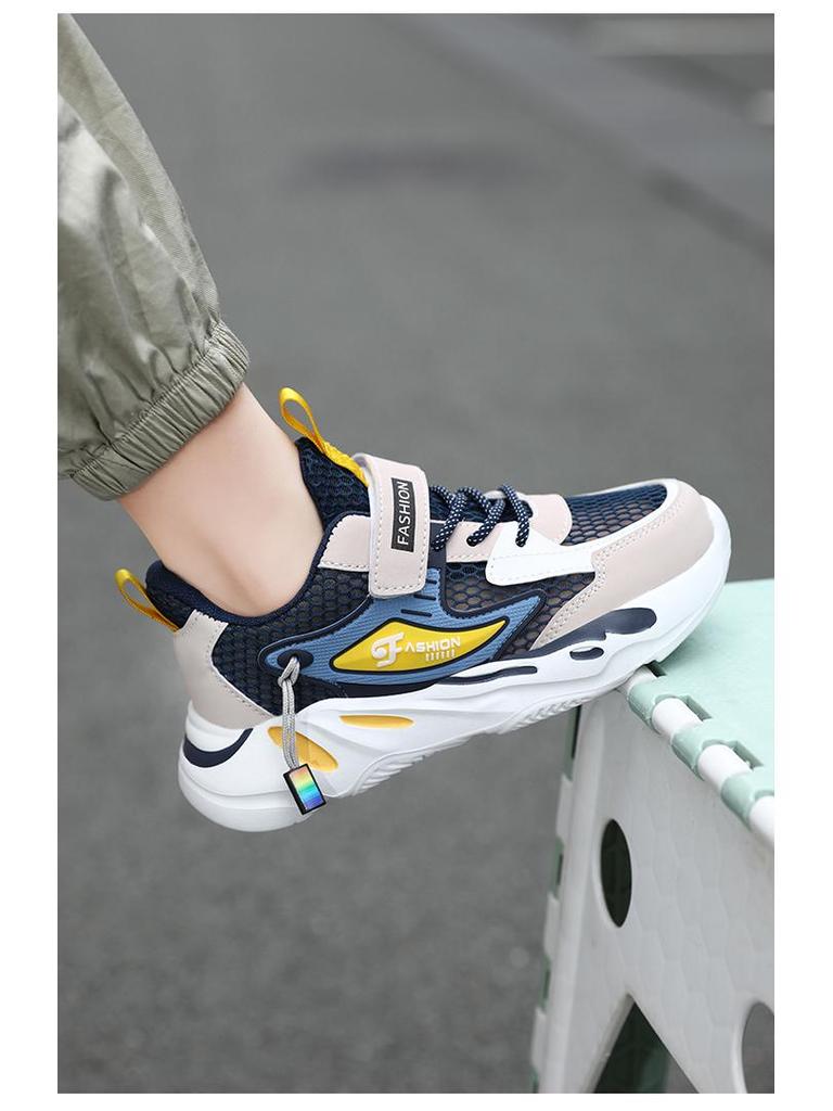 Summer 2025 Boys' Mesh Sports Shoes - Lightweight, Breathable, Soft Sole, Hollow Design for Medium To Large Children