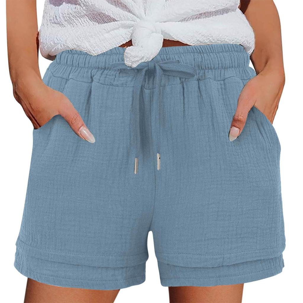 Women's Casual  Summer Elastic Beach Shorts  Solid Casual Shorts
