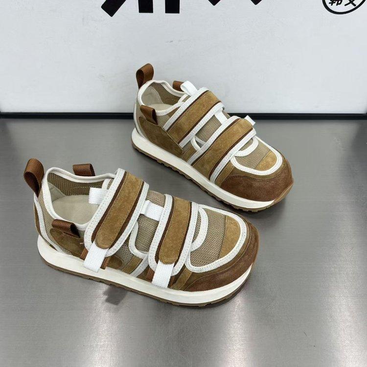 

Осень новые уродливые милые туфли сетка удобные дышащие шнуровка модная цветовая гамма повседневные папины кроссовки 40 темно-коричневого