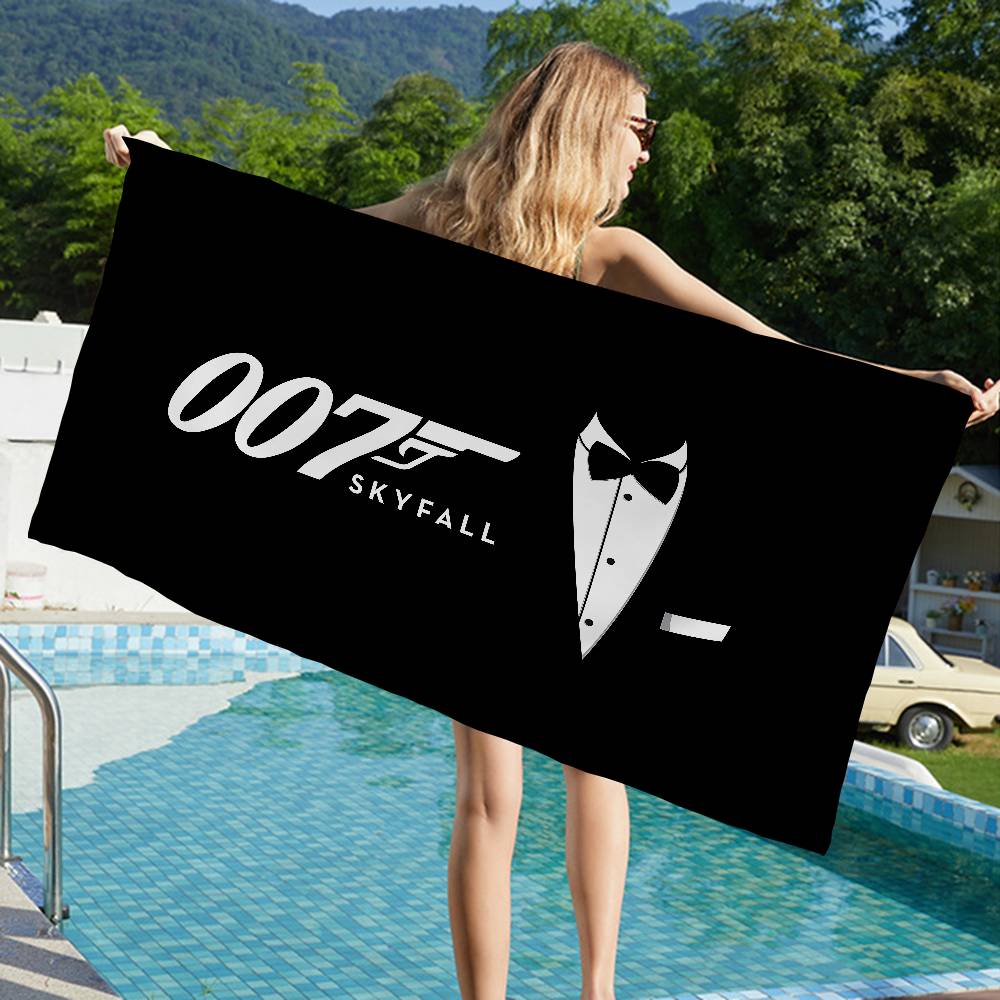 Classic Film J-James B-Bond 007 Microfiber Beach Towel Absorbent Quick Dry Soft Yoga Swimming Resort Mountain Climbing Towel
