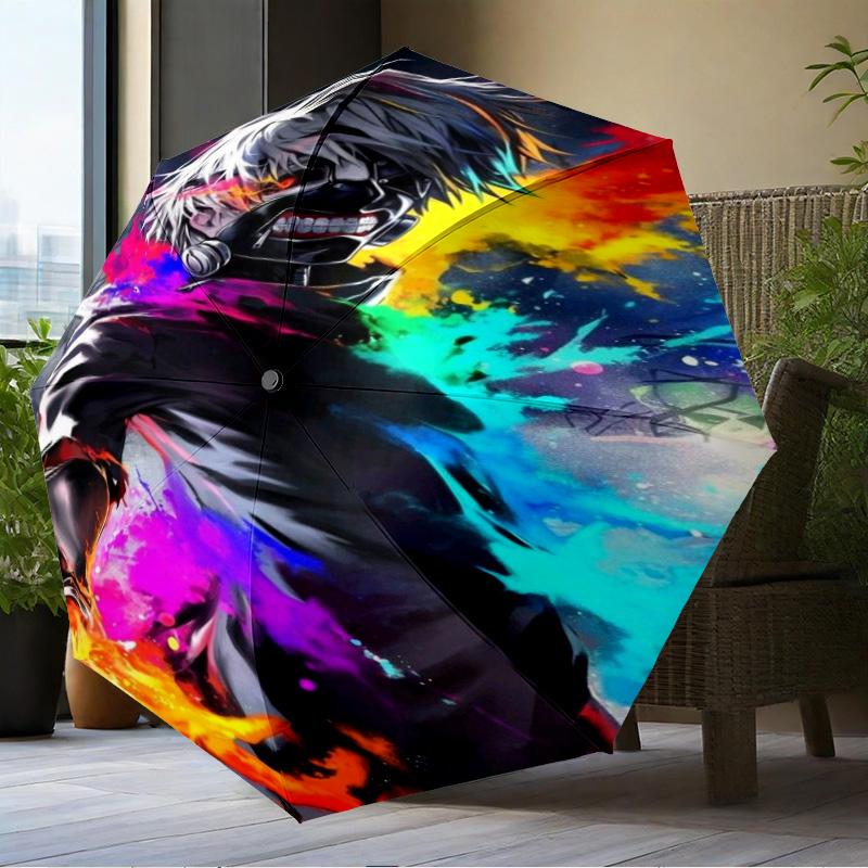 Tokyo Anime Artwork Umbrella Folding Umbrella, Automatic Umbrella 8-Frame for Travel, Camping Use Gift for Halloween Christmas