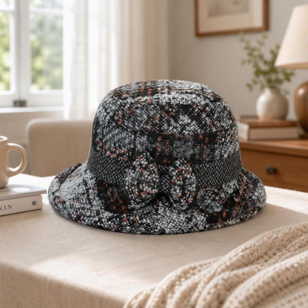 Thickened Warm Women's Woolen Knitted Hat Windproof Bowler Hat Fashion Fisherman Hat  For Ladies