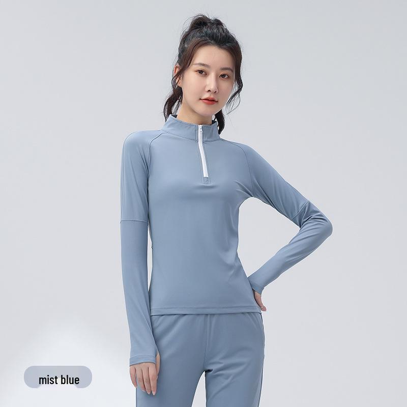 Damska modna kurtka do jogi szybkoschnąca - bluzka z długim rękawem na siłownię i do biegania na jesień/zimę