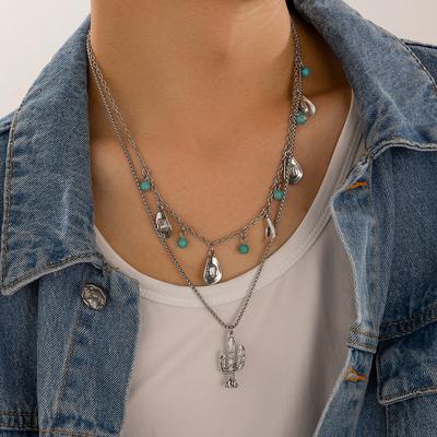 Western Cowboy Hat Cactus Necklace Jewelry Male Hip-hop Niche High Sense Clavicle Chain Male