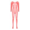 Womens Glossy Unitard See-through Stretchy Bodystocking Long Sleeve Bodysuit Valentines Day Nightwear