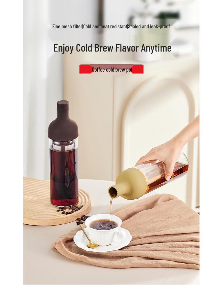 Wine Bottle Shaped Glass Kettle: High Borosilicate Glass for Cold Water, Hand Drip Coffee, or Fruit Tea with Strainer.