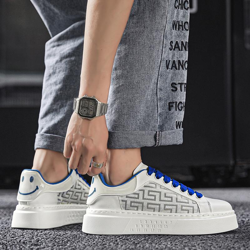 2024 Nuove Scarpe Sportive da Uomo Traspiranti con Lacci Resistenti all'Usura e Comode Scarpe da Skate Personalizzate con Faccina Sorridente Scarpe Casual
