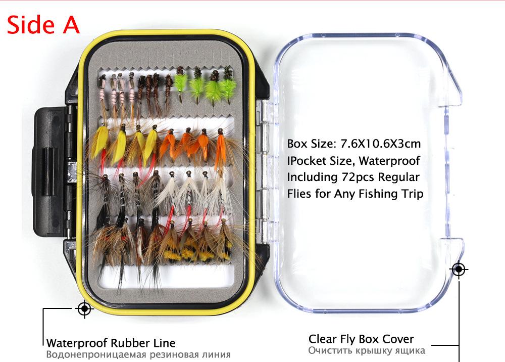 Double-Layer Waterproof Box with 24/32/72-Piece Artificial Fly Fishing Lure Set