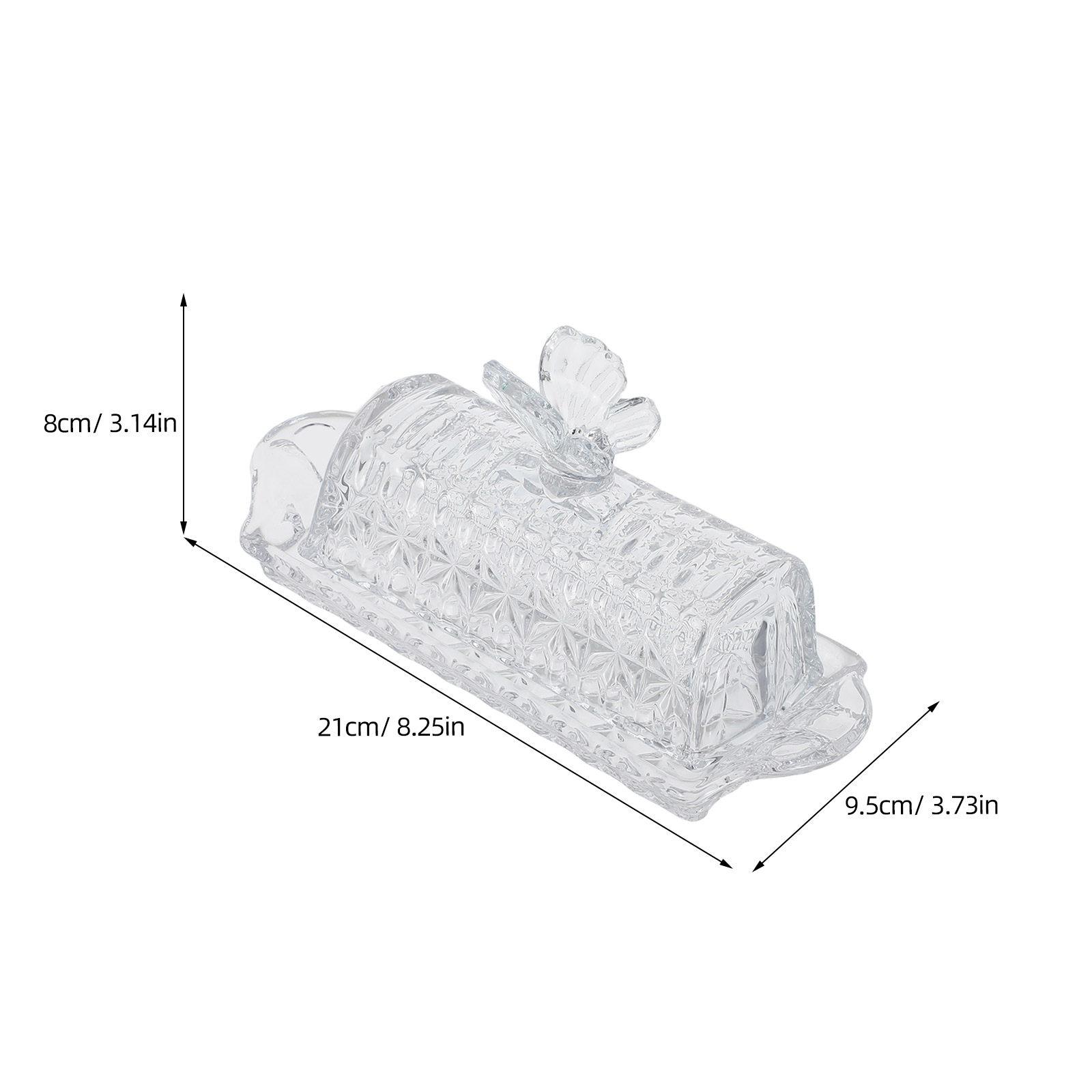 Vintage Glass Butter Dish with Lid 8.3x3.2 Inch Covered Butter Tray for Countertop Refrigerator Dessert Cheese Serving