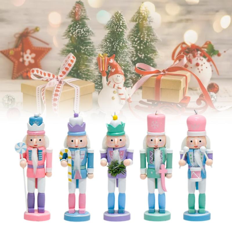 5pcs Wooden Nutcracker Soldier Puppet Figurine Home Tabletop Decor Xmas Gift