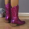 Fashion Western Women's Boots 2025 Spring and Autumn Fashionable Tight High Heel Cowboy Boots Retro Western Cowboy High Heel Boots