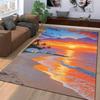 Tropical Sunset Beach Carpet with Palm Trees and Ocean View Pattern Suitable for use as an anti-slip for living room bedroom sofas