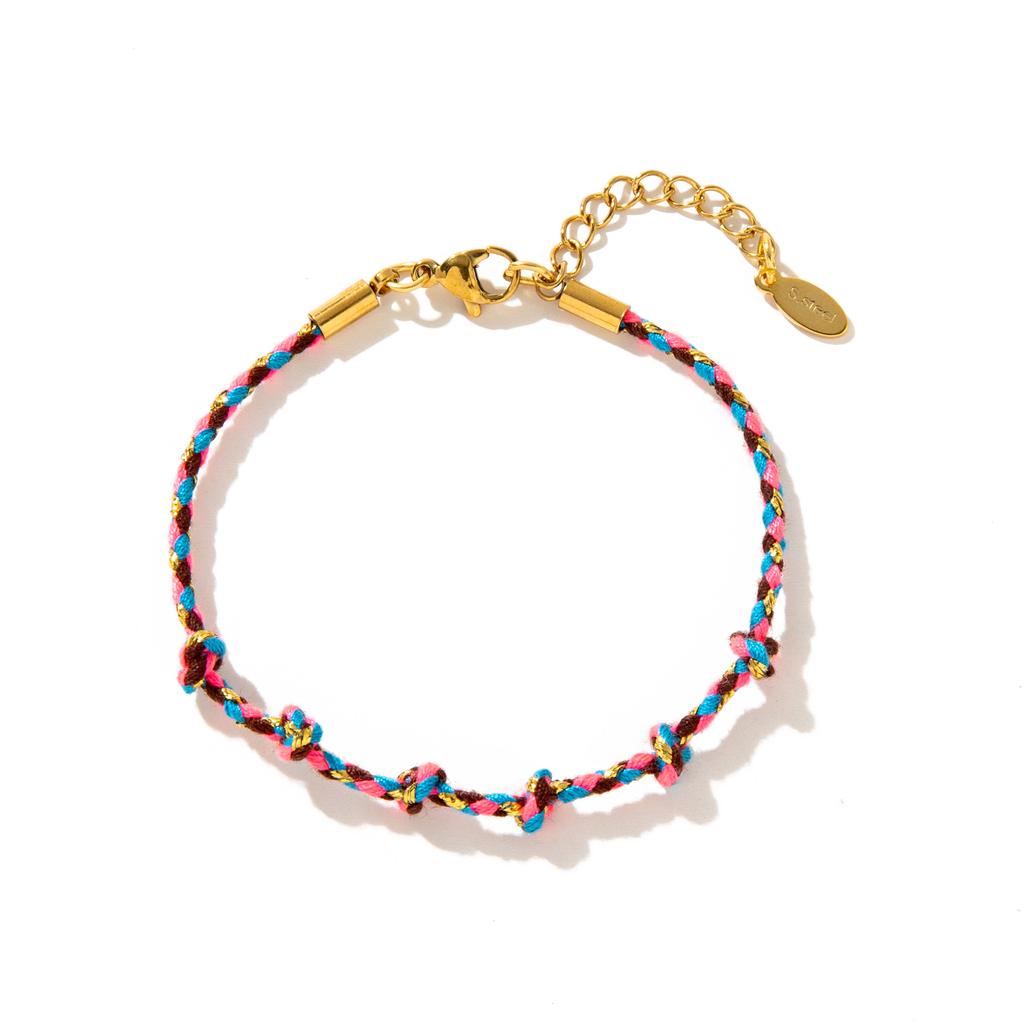 Ins style handmade colorful woven rope bracelet dopamine DIY rope chain gold plating