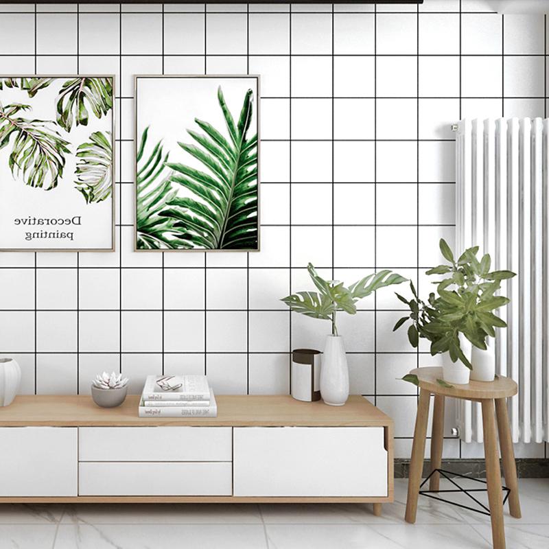 Self-adhesive Plaid Wallpaper Waterproof Home Decor Geometric Lattice Wall Paper Living Room Bathroom Yellow /Red/White/Green