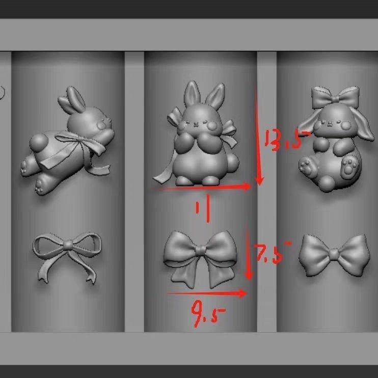 Cherry Bow Rabbit Nail Art Mold - DIY Transparent Ribbon Streamer Accessories