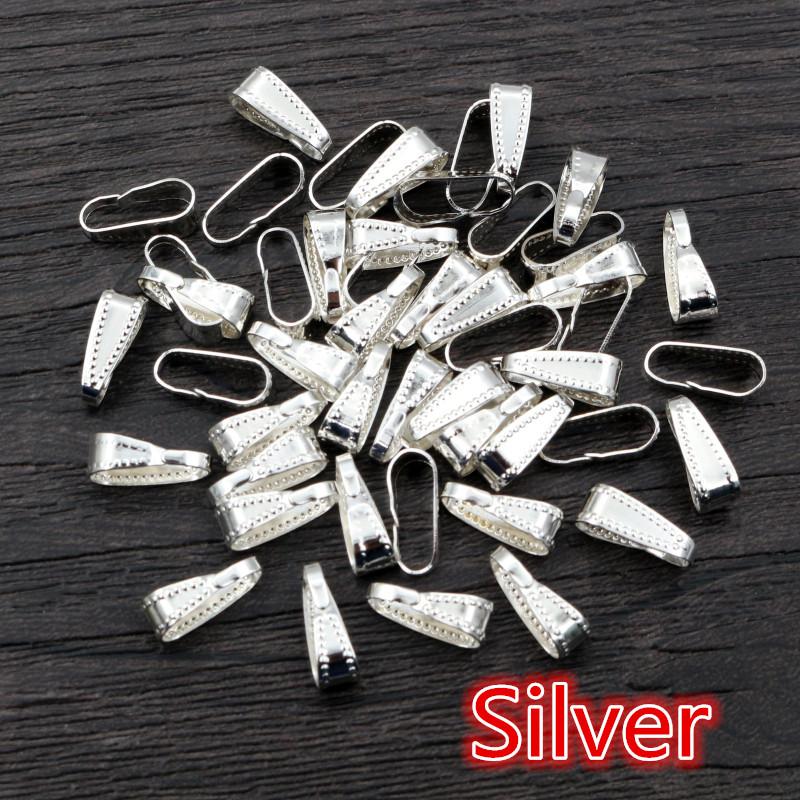 100pcs 11*4mm Bronze Gold Silver Plated Pendant Necklace Buckle Clasp Connectors For DIY Jewelry Making Findings Accessories 