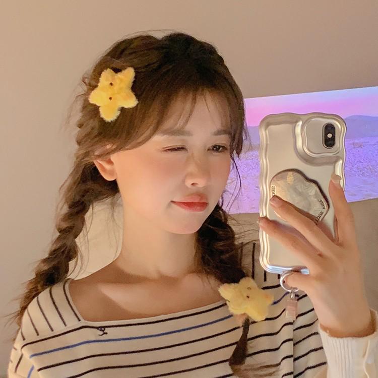 Fluffy Star Shark Hair Clip - Cute Japanese Hairpin for Autumn/Winter