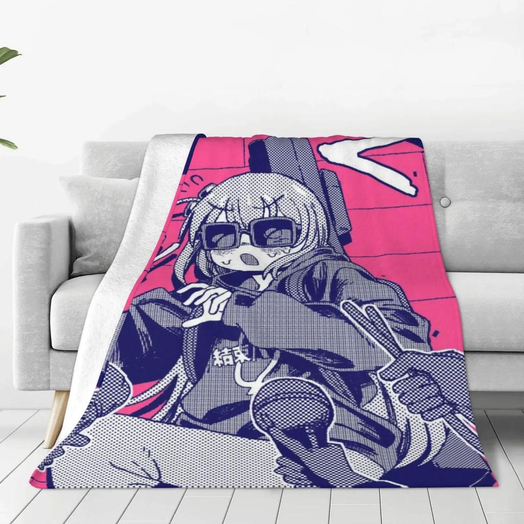 Lovely Bocchi Anime the Rock Super Soft Flannel Blanket, Cute Theme Lightweight Throw Blanket For Living Room, All Seasons