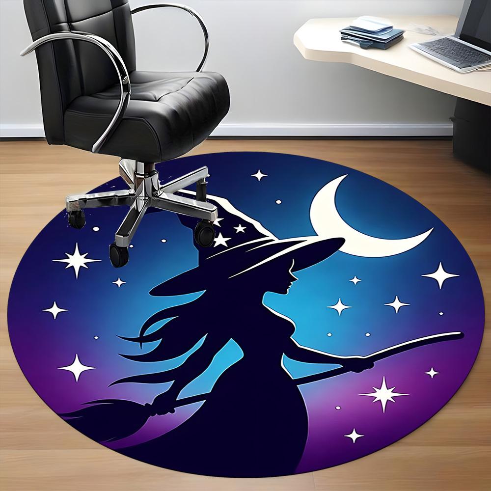 1pc Witch Moon Office Round Area Rug, Indoor Mat Suitable ForOffice, Under Office Chairs Bedroom Living Room Home Decor T160