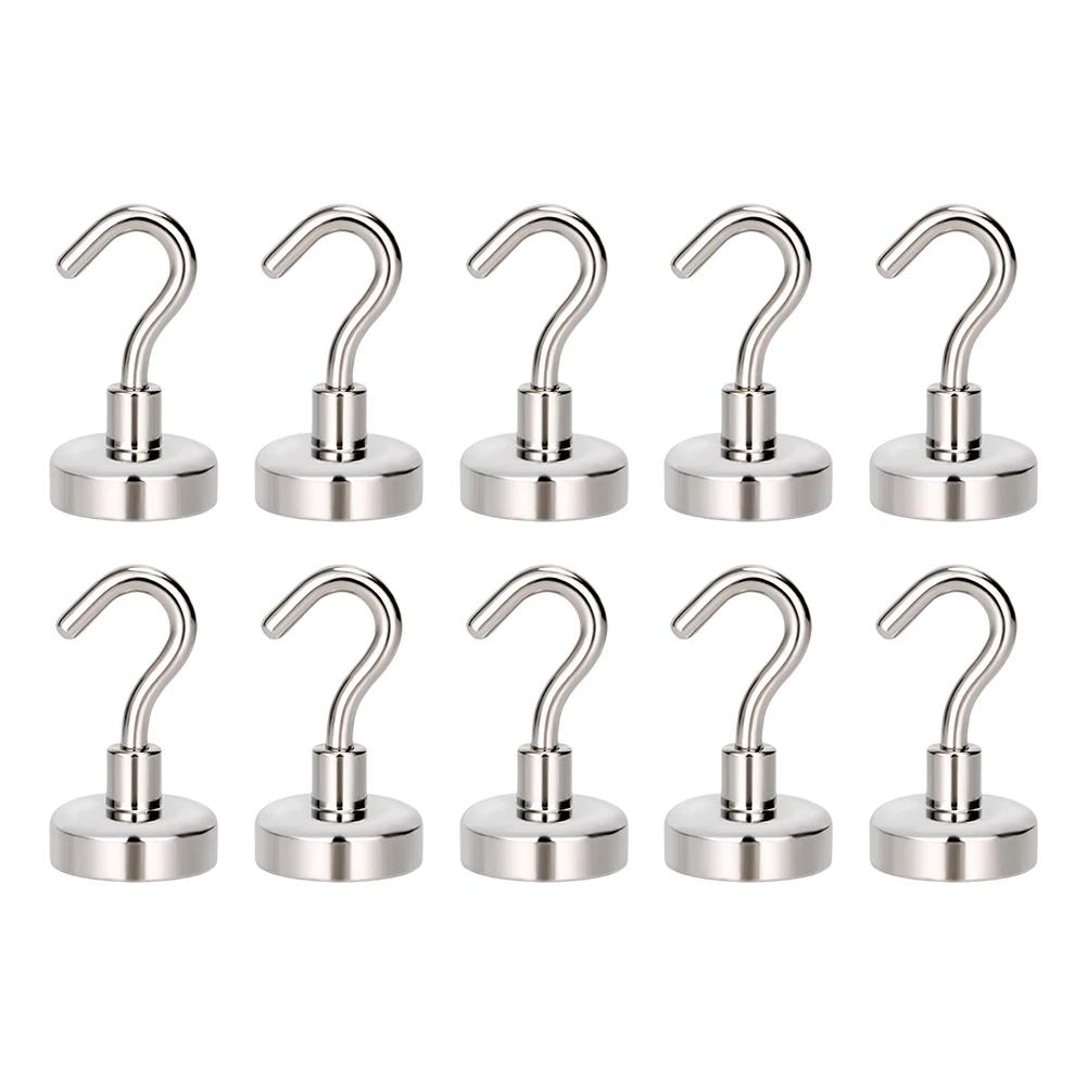 10 Stück Neodym-Magnethaken zur Wandmontage, extra starker Cruise-Haken, starke Magnethaken aus Metall für den Innen- und Außenbereich, Kühlschrank, Küche