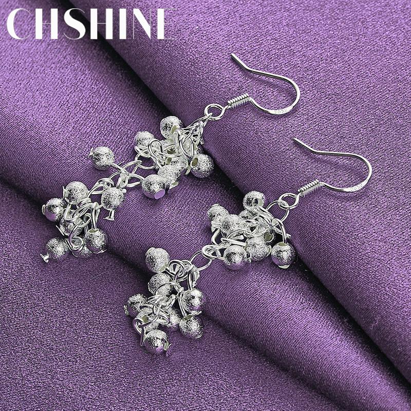 CHSHINE 925 Sterling Silver Matte Grape Drop Earrings For Women Wedding Party Fashion Charm Jewelry