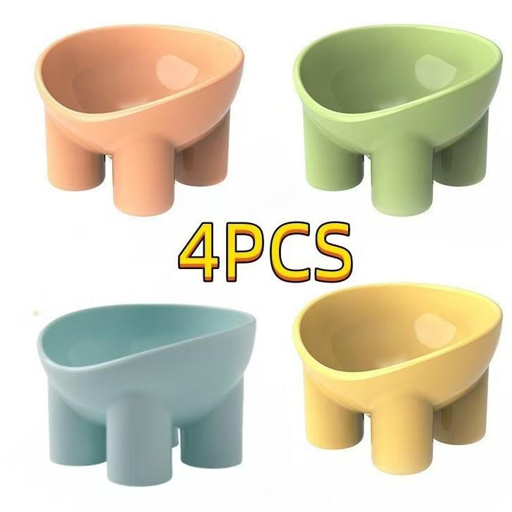 Pet Supplies Macaron Color Elephant Leg Bowl - Anti-Spill Slanted Mouth Cat Bowl with Neck Protection.