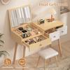Dressing Table Sufficient Storage Capacity Strong Load-bearing High Stability Burr Free with Mirror Space-saving Smooth Edge Wide Desktop