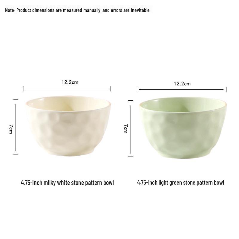 Cream Style 10-Piece Ceramic Rice Bowl Set: Round & Square Plates, Creative Internet Celebrity Tableware