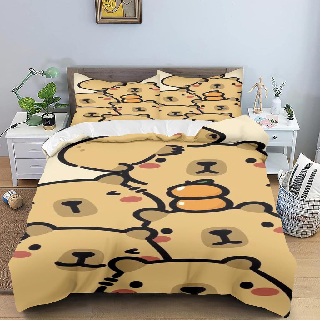 Cartoon Capybara Quilt Cover Skin-Friendly And Breathable Duvet Teenager Fluffy Warm Cuddly Comforter Warmth Bedding