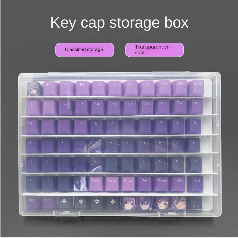 77 1U Keys Clear Keycaps Case with Paper Dividers Keyboard Keycaps Tray Home