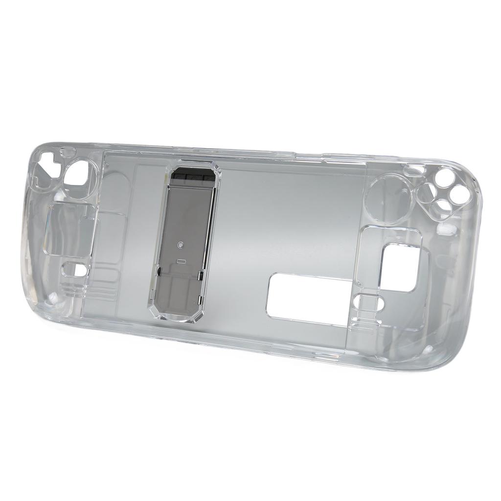 Clear Kickstand Case for Steam Deck Transparent Shock Absorption Prevent Slip Hard PC Protective Case with Stand