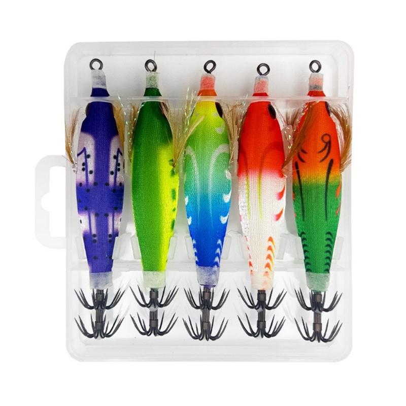 

5Pcs Luminously Squid Jig Hook Fishing Lures Baits Cuttlefish Sleeve Squid Jig Saltwater Hard Night Fishing Baits 1