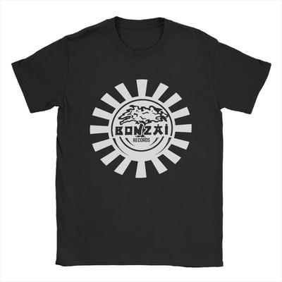 Bonzai Records Men T Shirts Funny Tees Short Sleeve Crew Neck T-Shirts Pure Cotton Plus Size Clothes