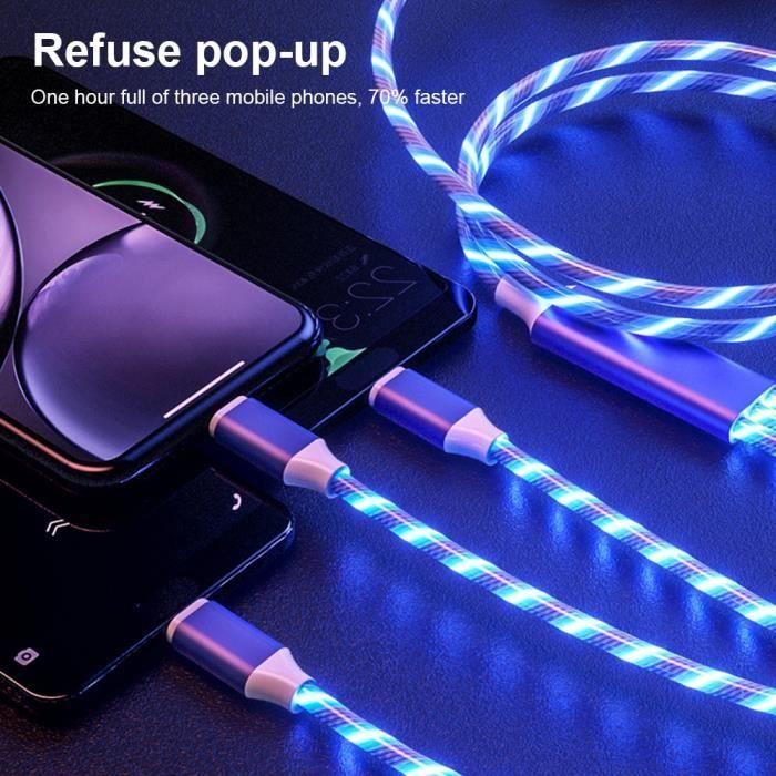 Blue -Câble USB Micro et type c 3 en 1,léger,Charge rapide,transfert de données,pour iPhone,Huawei,Xiaomi,redmi,Samsung A51,