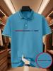Men's Golf Polo Shirt with Gradient Long-strip Large-pattern Print - Short-sleeve Lapel Stylish Polo Shirt for Business Casual Daily Wear 