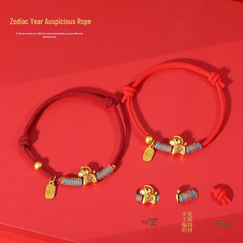 Red String Zodiac Horse Bracelet - Handwoven New Year Gift for Men & Women