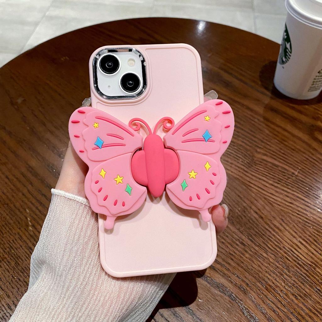 Sky Eye Photo Frame Applicable To Apple 16PRO Folding Butterfly Stand Mobile Case IPhone 11/12 Solid Color Protection Case