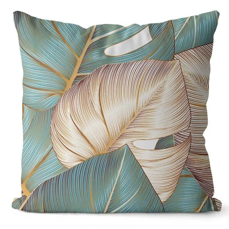 45x45 Cm Ginkgo Print Cushion Cover for Living Room Sofa Bedroom Home Decoration Square Polyester Pillowcase Waist Pillow Cover