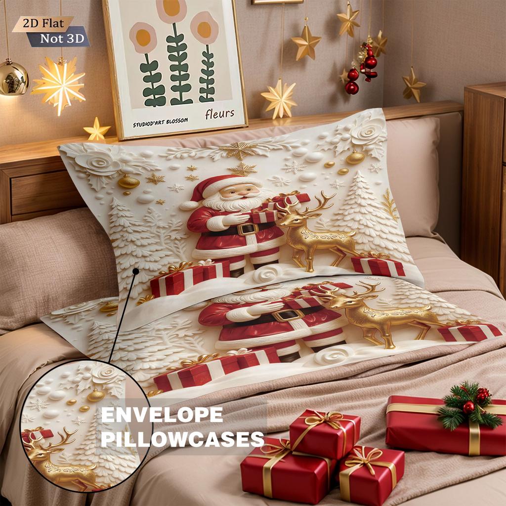 3pcs Merry Christmas Snowman Printed Chipless Bedding Set Multi Size Bedroom Bedding Decoration Machine Washable