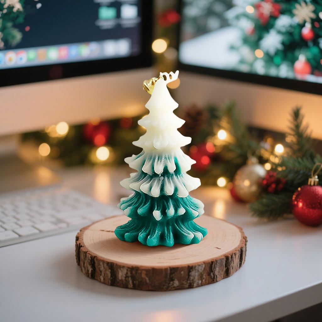 Christmas Tree Candle Frosted Scented Candle Two-tone Gradient Scented Candle, Christmas Tree Scented Candle Home Décor Gift