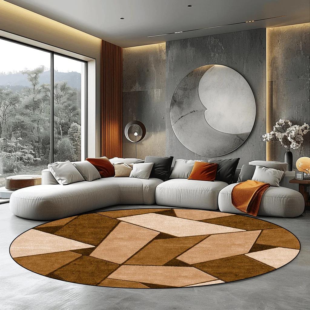 Luxury Modern Grey Round Carpet for Living Room Home Decoration Large Rugs Bedroom Carpet Non-slip Floor Mat Chair Mats Washable