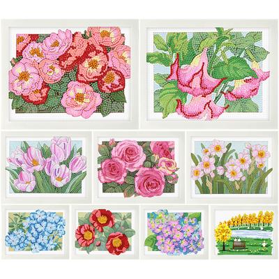 Flower Rhinestones Diamond Painting Full Diamond Mosaic Embroidery Painting DIY Full Diamond Dots Painting Art for Beginners