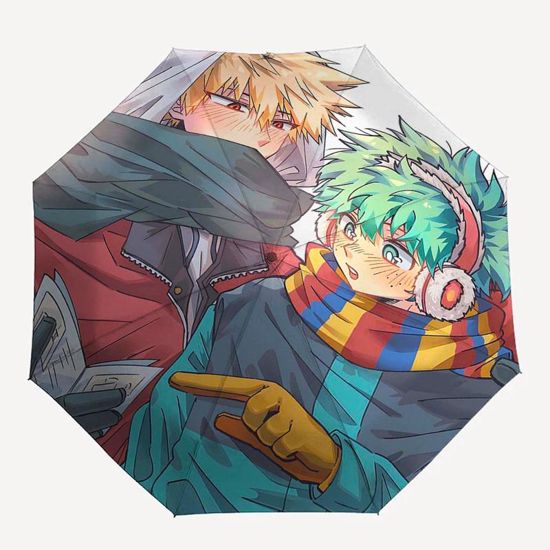 1pc My Hero Academia Boku no Hero Academia Izuku Midoriya Katsuki Bakugo Outdoor Umbrella Automatic Opening Folding Design 8 Bone Iron Frame Festival