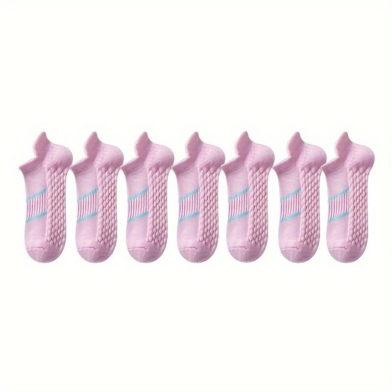 High quality7-Pair Women's Solid Color Ankle Socks - Breathable Short Socks with Ear (No Slouching), Plain Round Toe for Sneakers, Athletic & Casual