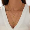 Gold Plated Stainless Steel Layered Sunburst Pendant Necklace for Women
