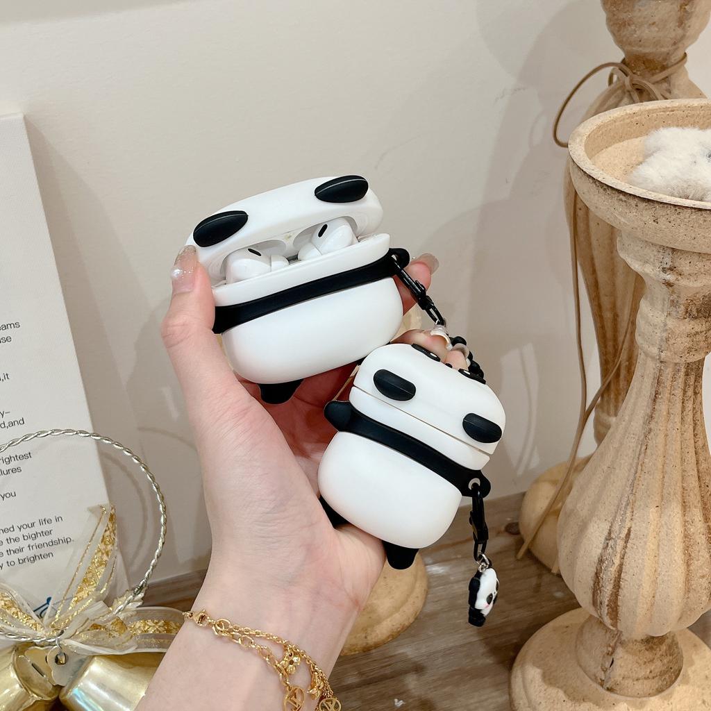 Cute Panda AirPods Pro Protective Case Compatible with Apple 1/1/1 Gen Bluetooth Earphones Silicone Soft Case